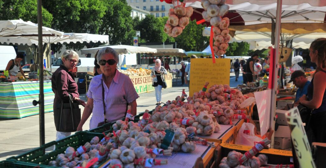 Photo d'un satnd d'ail lors de la Foire Saint Michel à Nîmes