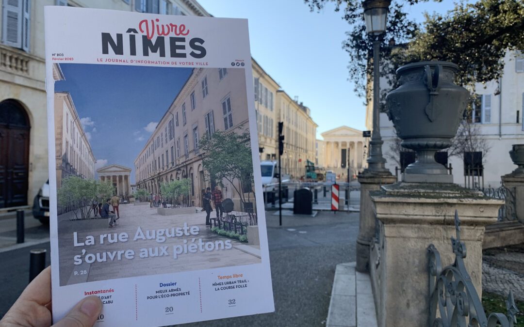 La couverture du Vivre Nîmes de Février présentant la future Rue Auguste