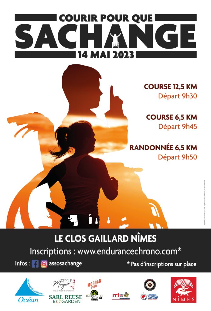 Affiche annonçant la course du 14 mai 2023 SACHANGE à Nîmes 