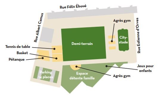 Plan du réaménagement de l'espace sportif Pelatan à Nîmes