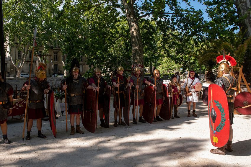 Le Fort des légionnaires romains , Jardins de la fontaine à Nîmes . Journées romaines du 4 au 8 mai 2023