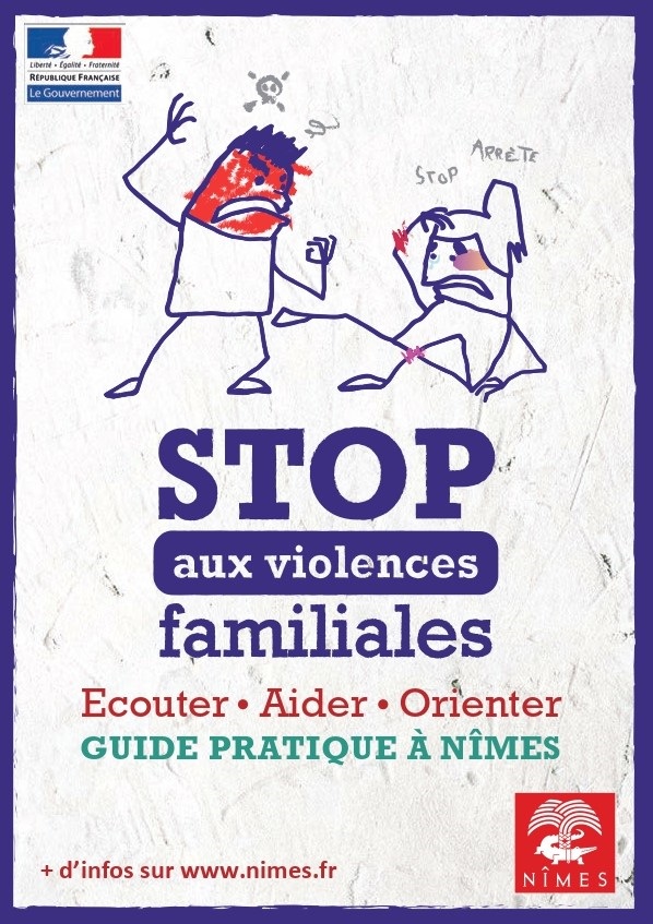 Affiche prévention Nîmes Stop aux violences familiales 